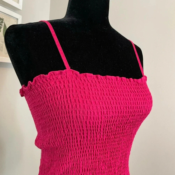 Maeve Pink Smocked Peplum Ruffle Tank Top - Picture 4 of 10